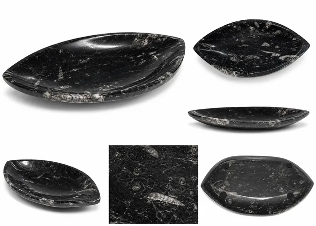 orthoceras-fossilienstein-dekoschale-schwarz-18x10-cm-unikat image 1