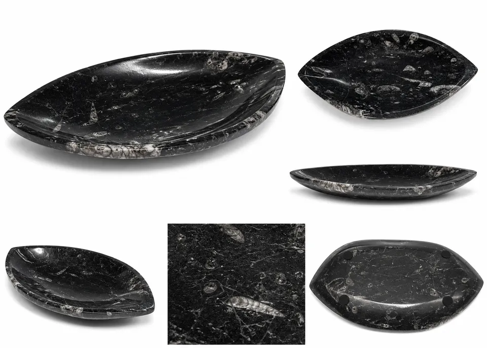 orthoceras-fossilienstein-dekoschale-schwarz-18x10-cm-unikat image 1
