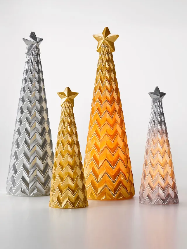 heine-home-led-dekobaum-echtwachs-weihnachtsbaum-gold-21-cm image 1