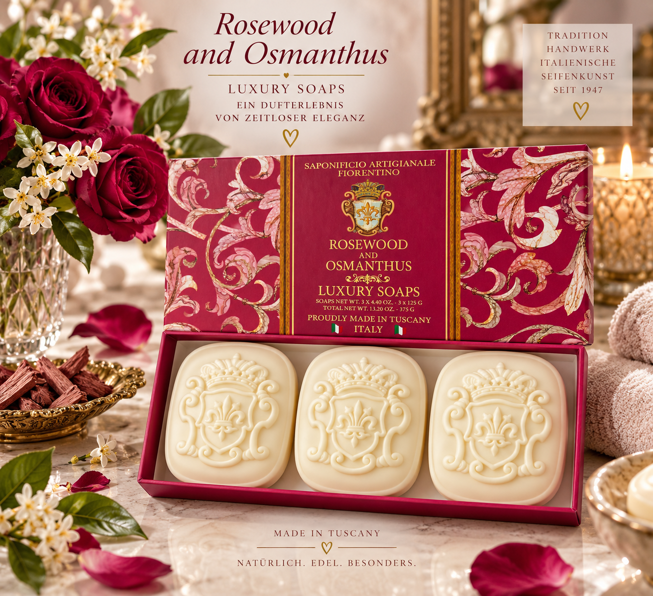 saponificio-fiorentino-luxury-seife-rosewood-osmanthus-3x125g image 2