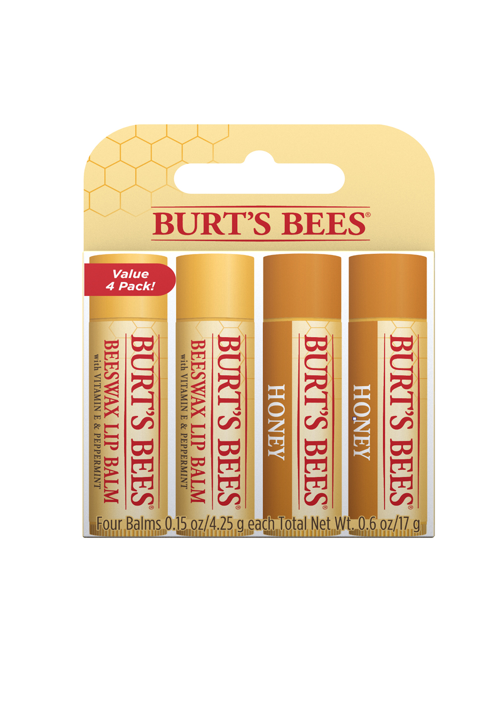 burt-s-bees-honey-beeswax-lip-balm-4er-pack-lippenpflege image 1