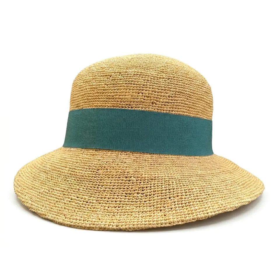 samis-schute-schute-in-raffia-hut-natur-t-rkis image 1