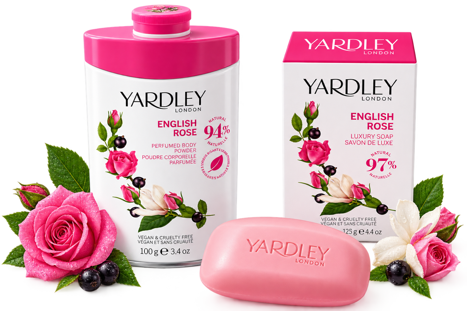 yardley-london-english-rose-pflegeset-puder-100g-seife-125g image 1