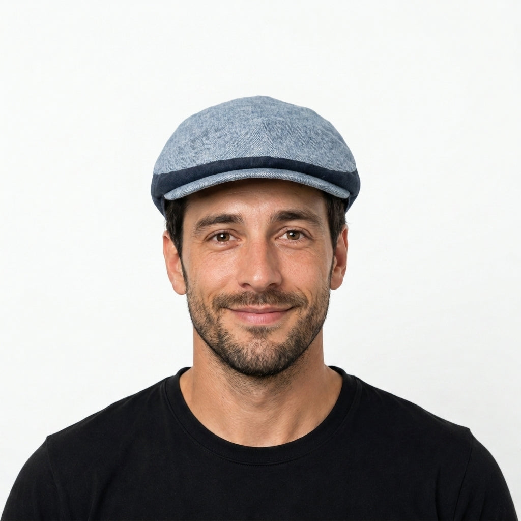 samis-flatcap-leinen-schieberm-tze-navy-fischgr-t-sommer image 3
