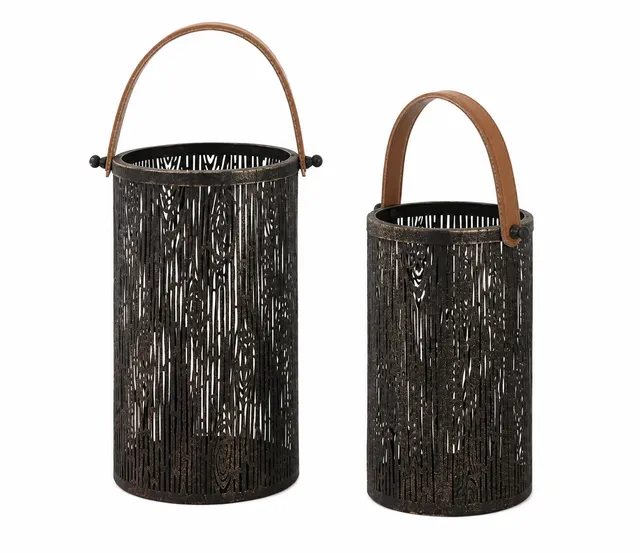 outdoor-laternen-2er-set-metall-mit-griff-windlichter image 1