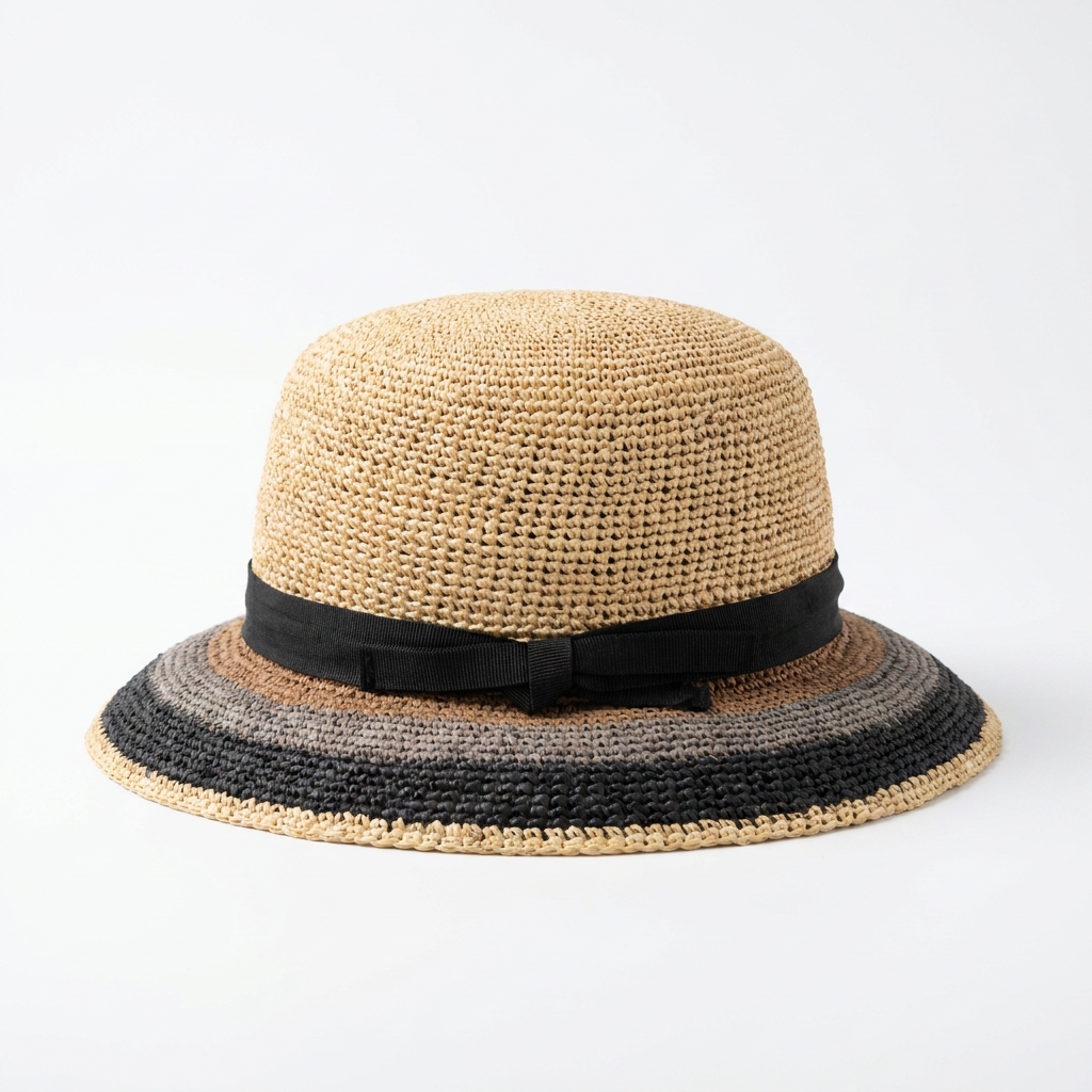 samis-cloche-raffia-strohhut-schwarz-orange-uni image 3