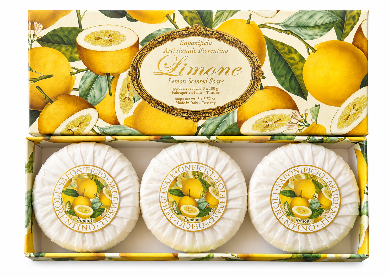 saponificio-fiorentino-limone-seifen-set-3x100g-zitrone image 1
