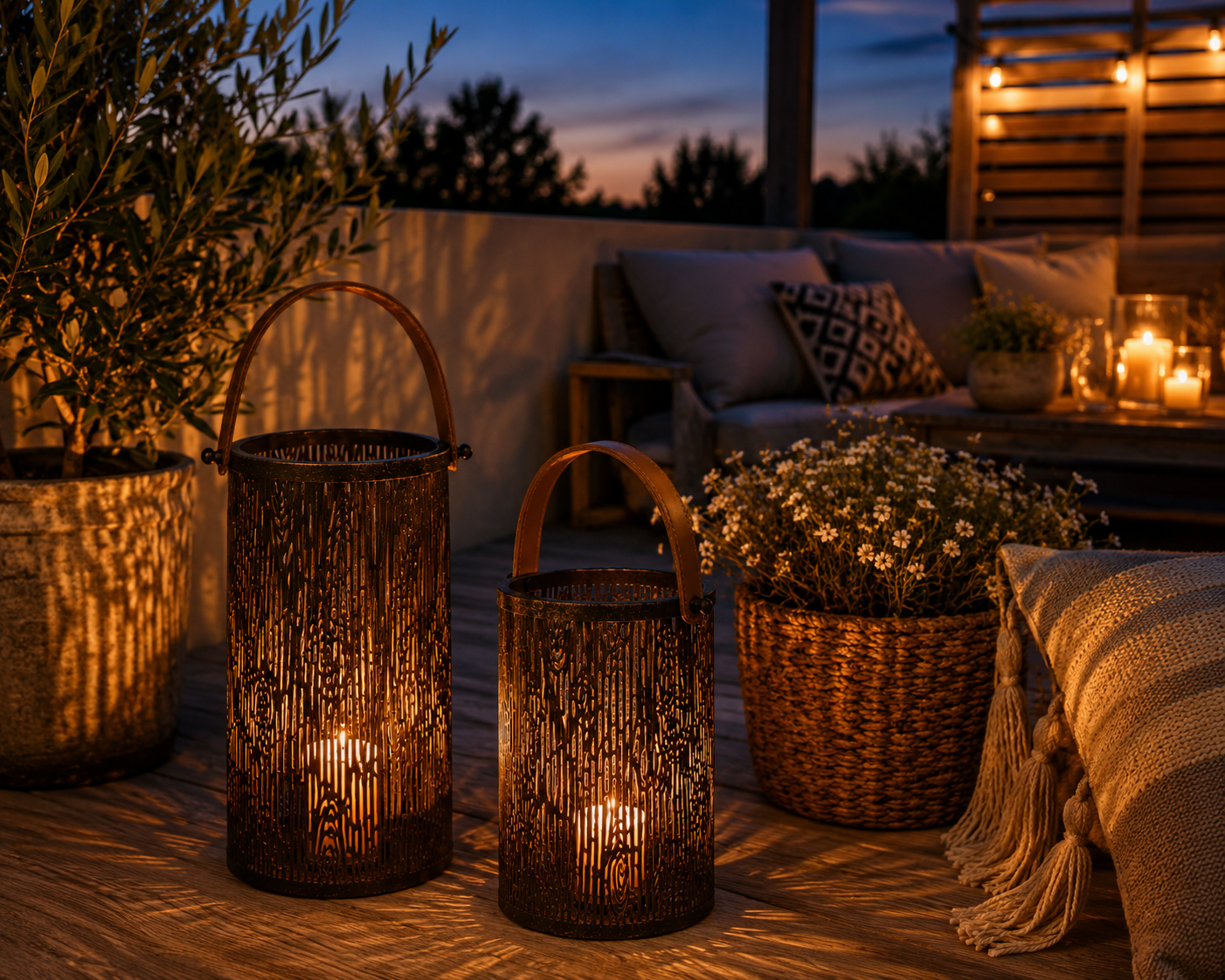 outdoor-laternen-2er-set-metall-mit-griff-windlichter image 2