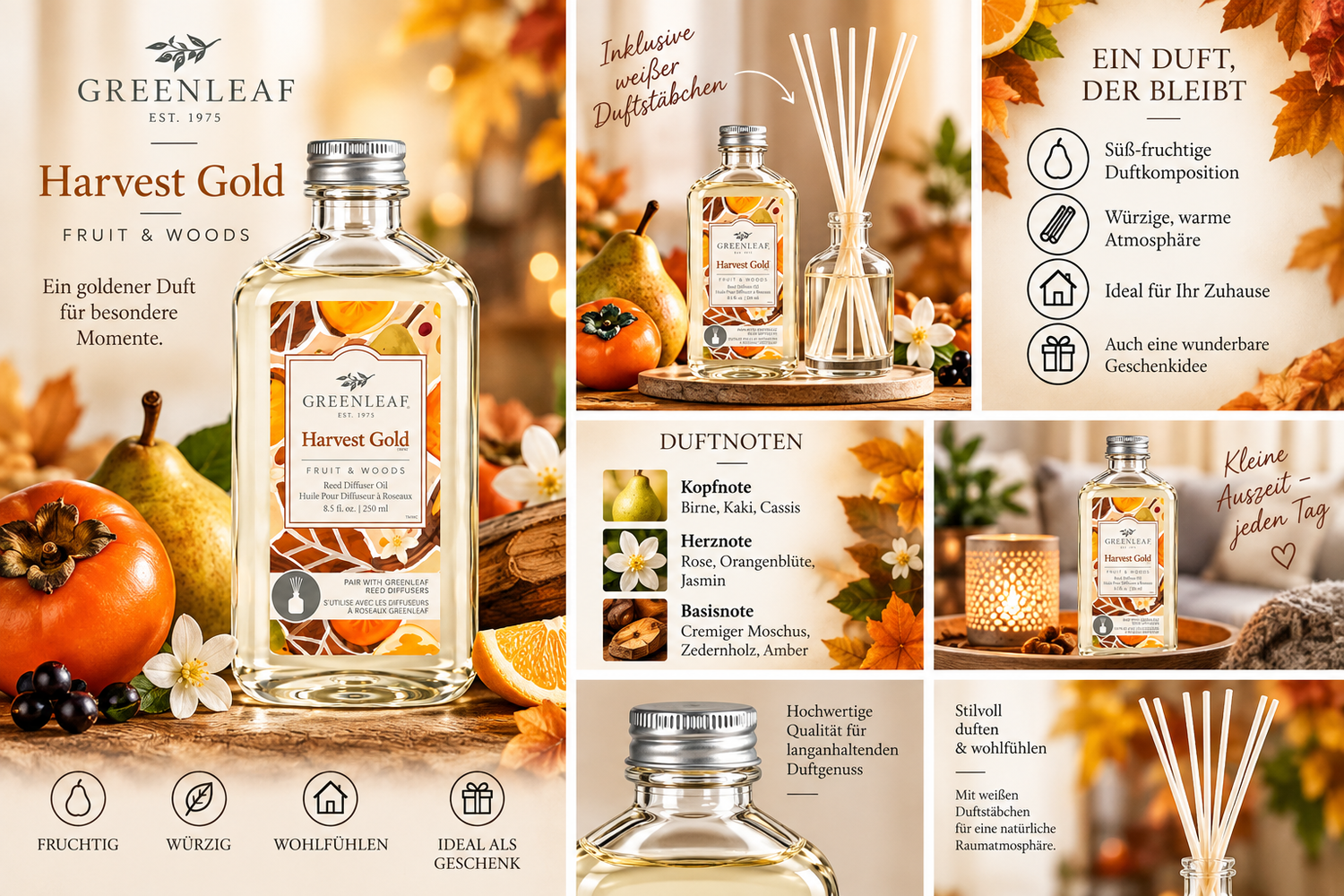 greenleaf-harvest-gold-reed-diffuser-l-250-ml-fruchtig-holzig image 3