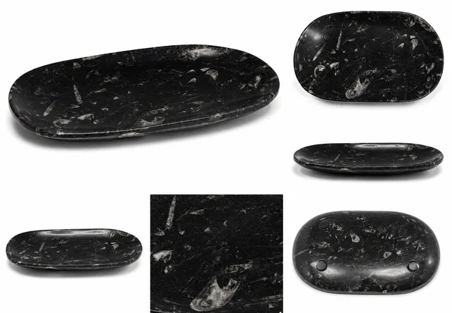 nesbel-orthoceras-dekoschale-fossilienstein-19x10-cm-schwarz image 1