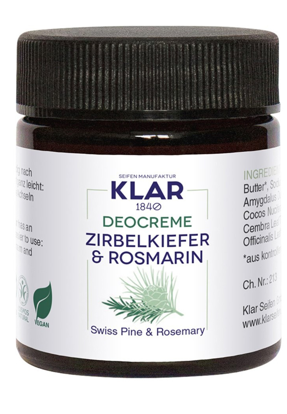 klar-s-zirbelkiefer-rosmarin-deo-creme-30-ml-aluminiumfrei image 1