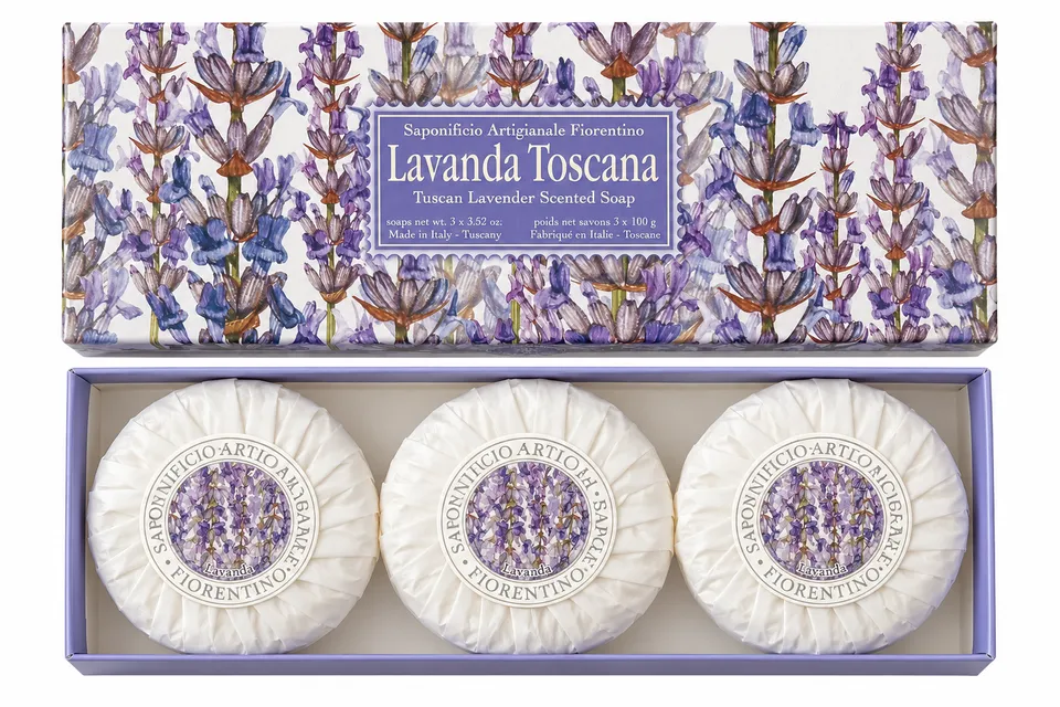 saponificio-fiorentino-seifenset-lavanda-toscana-3x100-g image 1