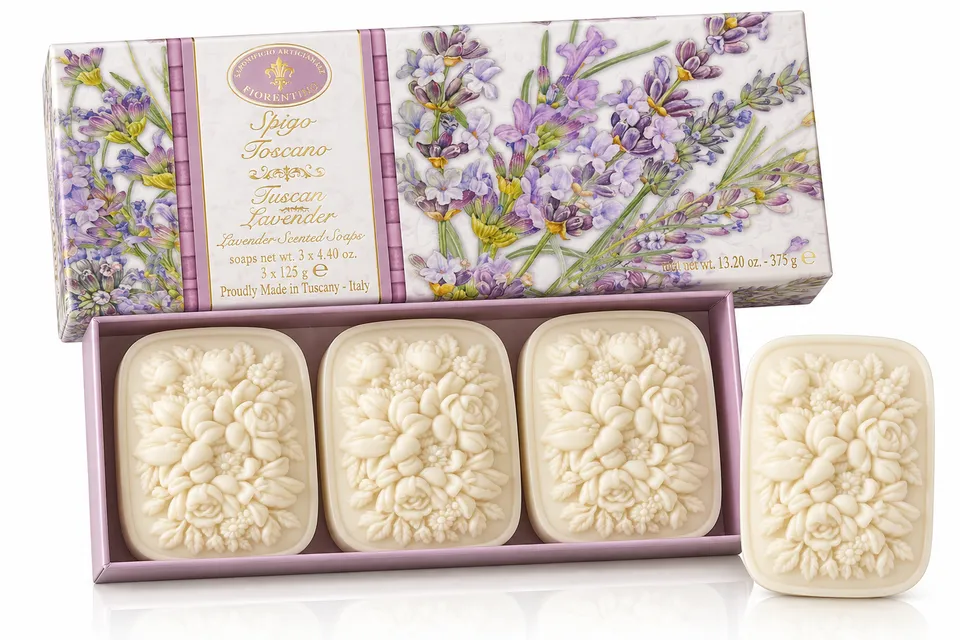 saponificio-artigianale-fiorentino-spigo-toscano-seifenset-lavendel-3x125-g image 1